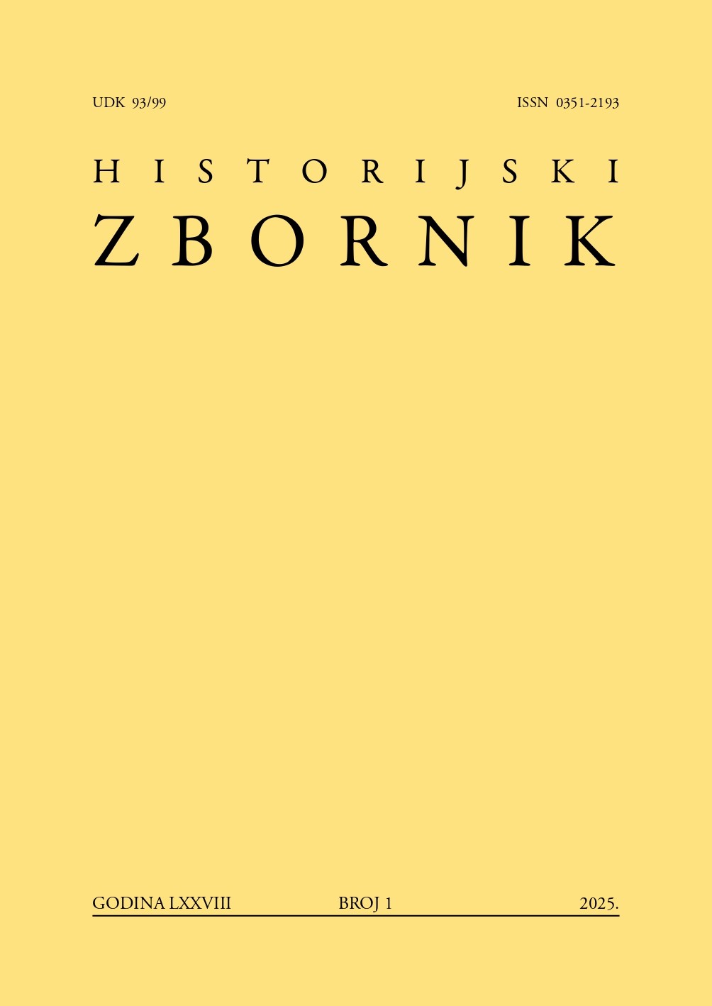 					Pogledaj Svezak 78 Br. 1 (2025): Historijski zbornik
				